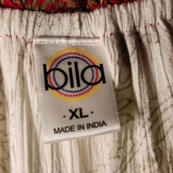 Bila Women's Top Size XL Red White Paisley Tank Sleeveless Tassel Bohemian - Picture 2 of 11